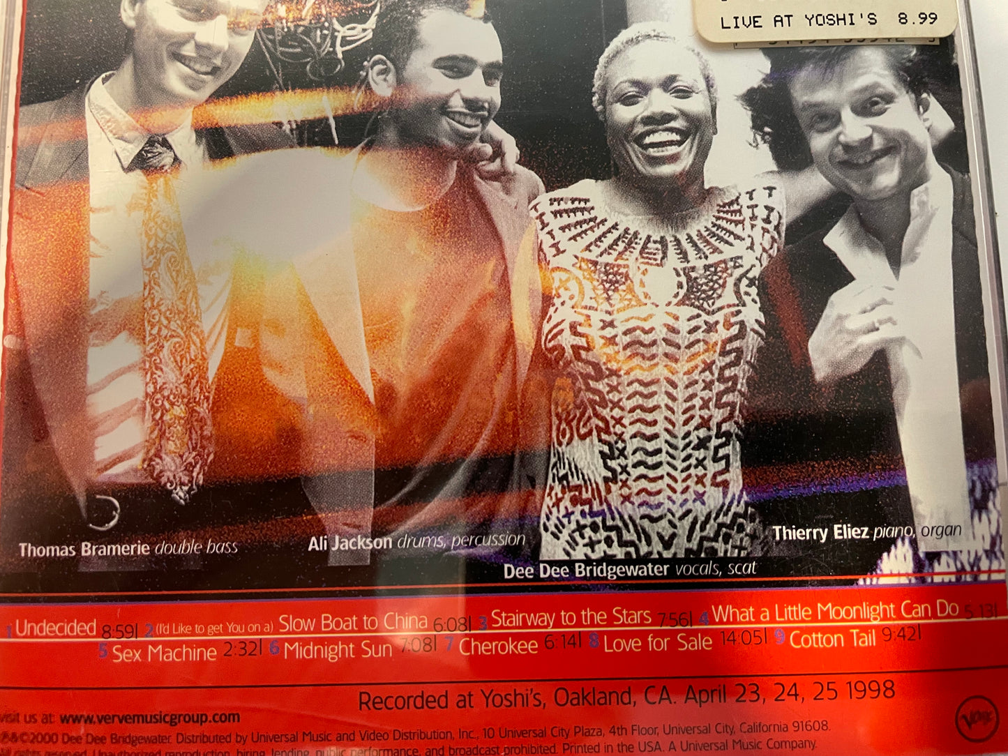 DEE DEE BRIDGEWATER "LIVE AT YOSHI'S"-$4.99 +SHIPPING $5.00