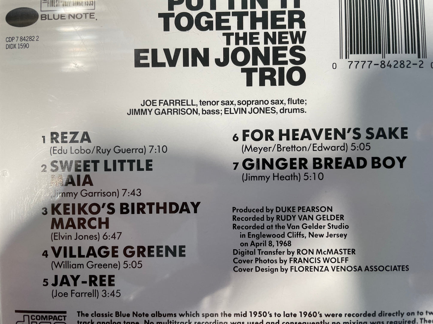 ELVIN JONES "PUTTIN' IT TOGETHER" -$19.99 +SHIPPING $5.OO