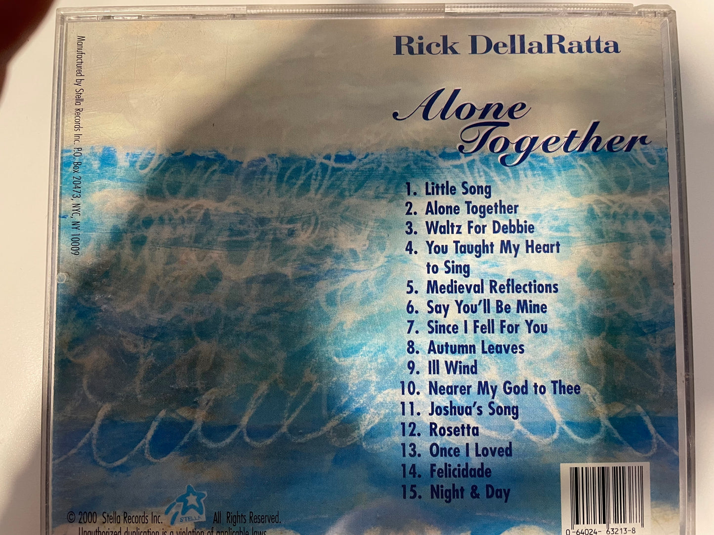 RICK DELARATTA "ALONE TOGETHER"-$4.99 +SHIPPING $5.00