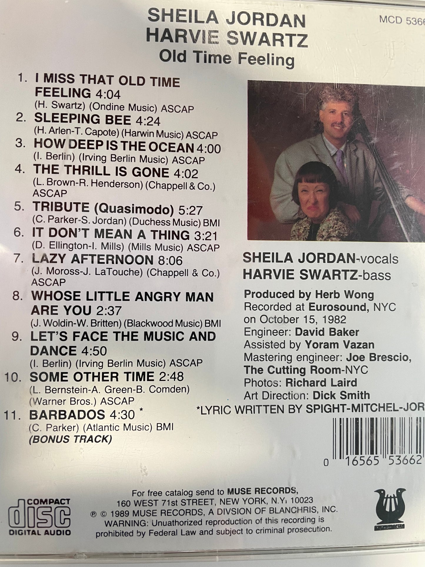 SHEILA JORDAN HARVIE SWARTZ "OLD TIME FEELING"-$5.99 +SHIPPING $5.00