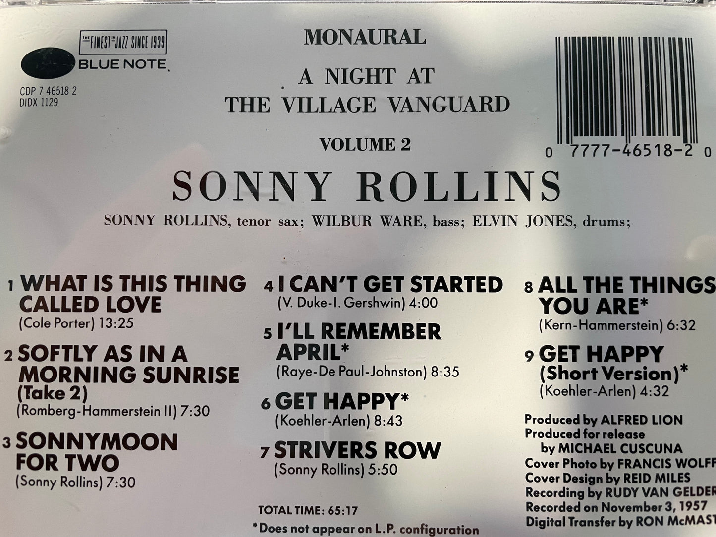 SUNNY ROLLINS "A NIGHT AT THE VILLIAGE VANGUARD VOL 2-$8.99 +SHIPPING 45.00