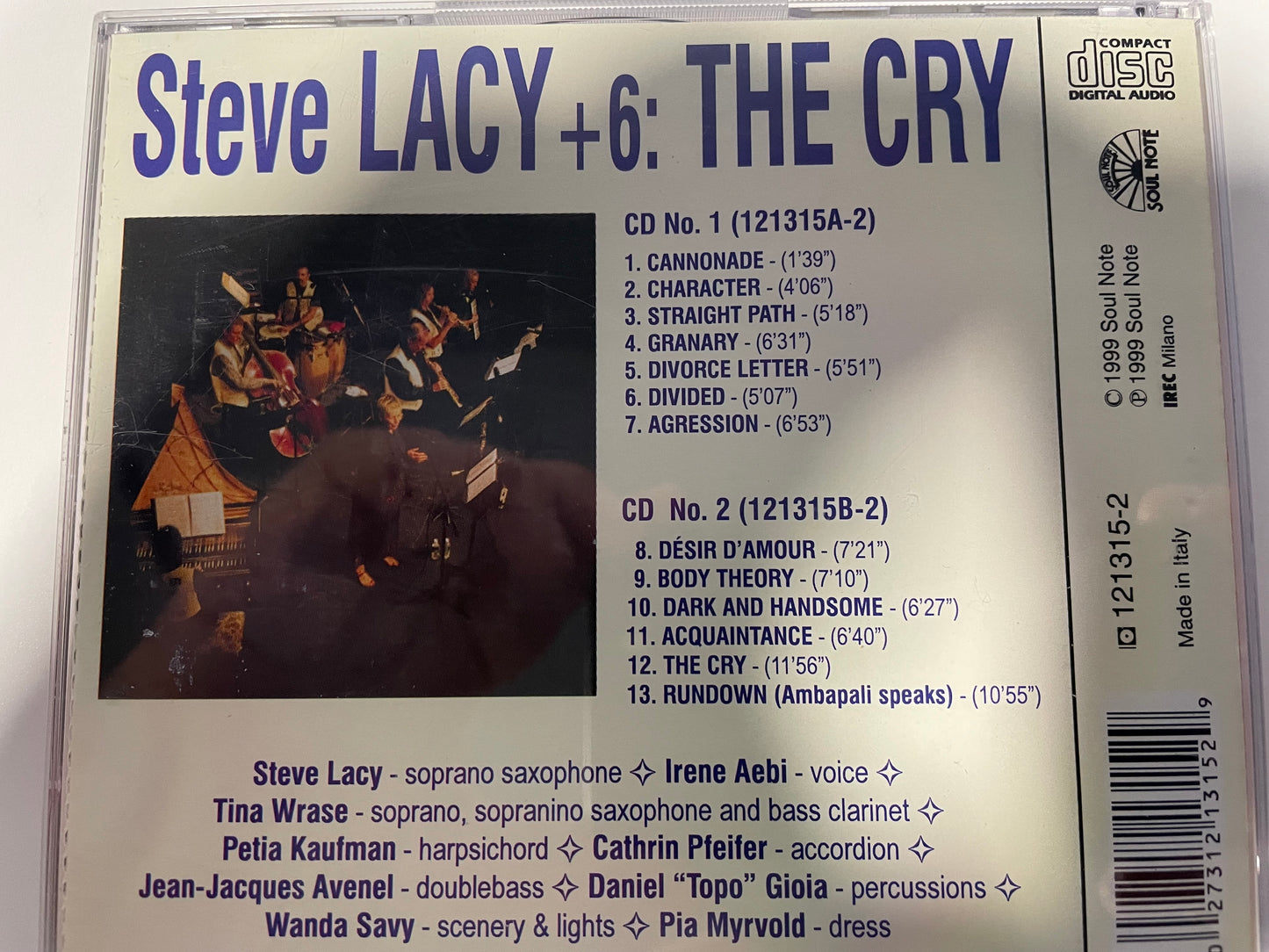 STEVE LACY +6 "THE CRY" (2 CDs)-$16.99 +SHIPPING $5.00