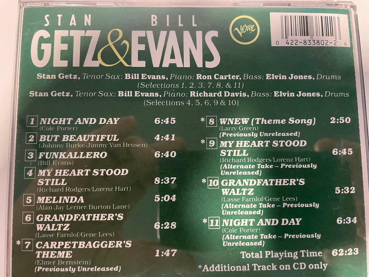 STAN GETZ AND BILL EVANS -$25.99 +SHIPPING $5.00