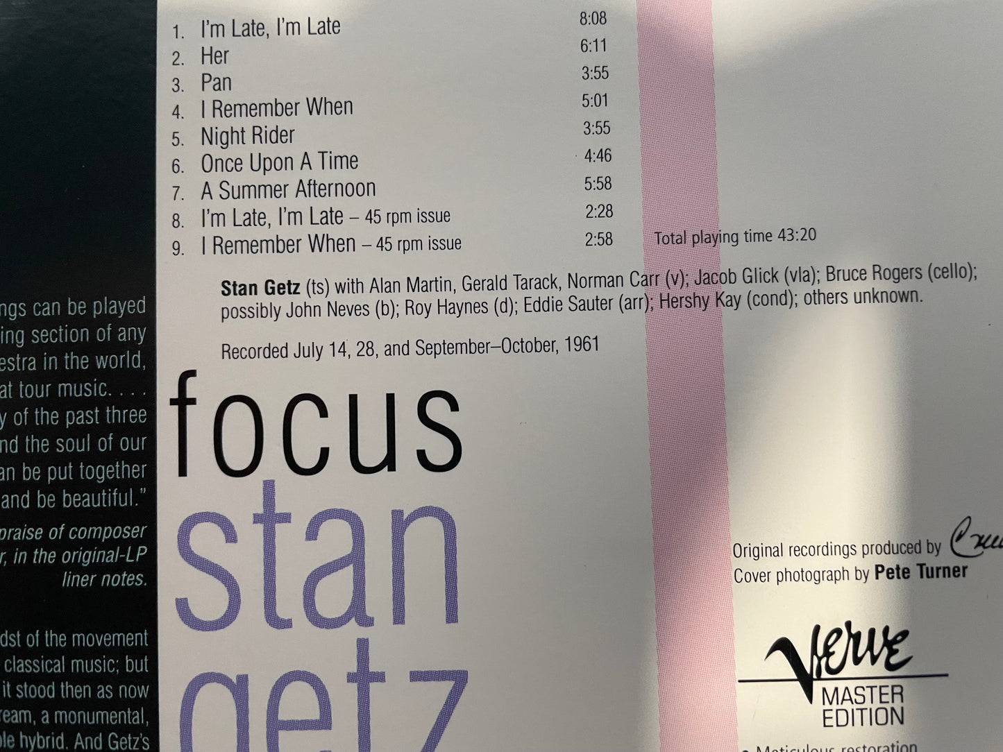 STAN GETZ "FOCUS"-$5.99 +SHIPPING $5.00