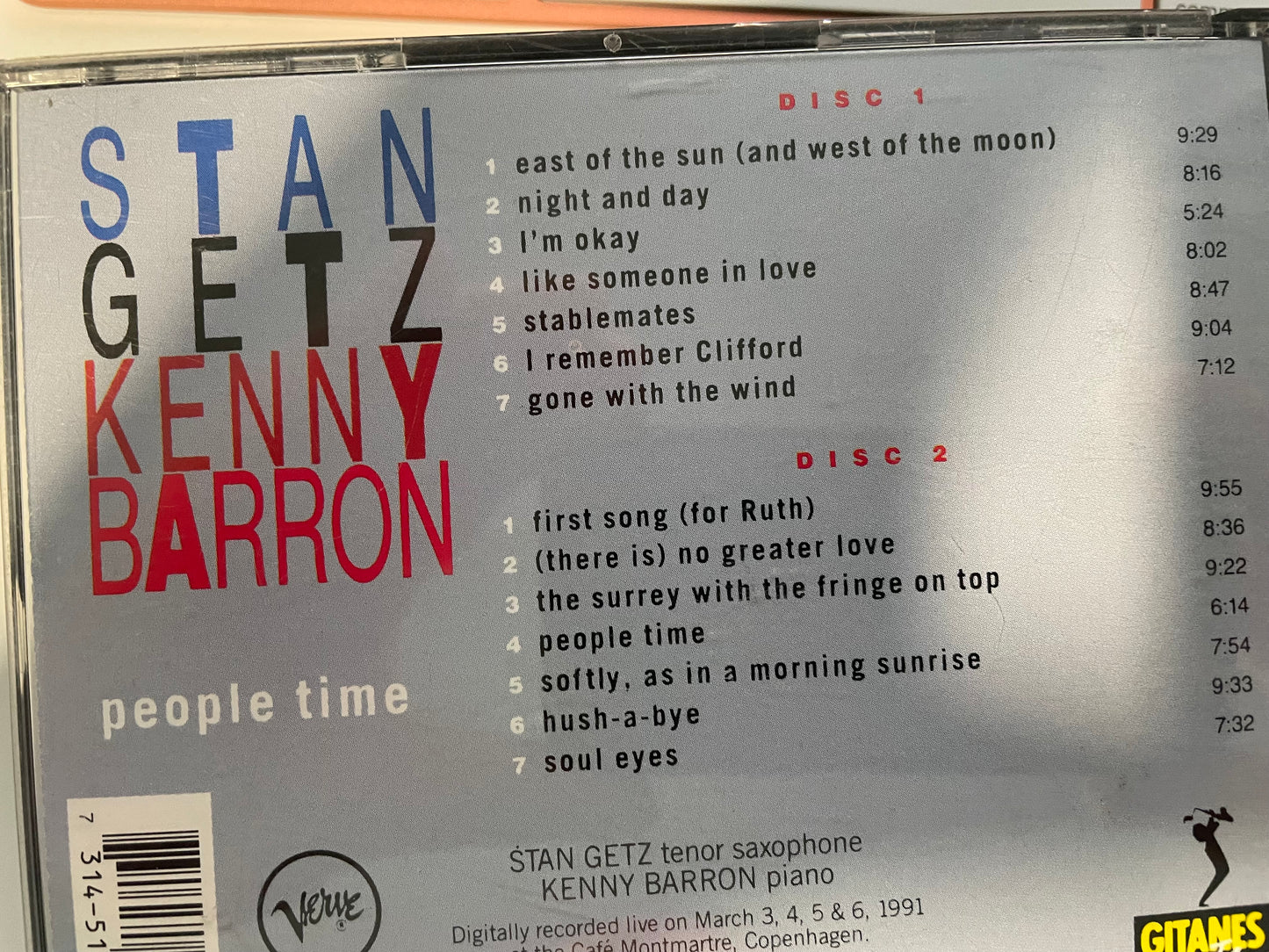 STAN GETZ KENNY BARRON ""PEOPLE TME"-2 CD's $10.99 +SHIPPING $5.00