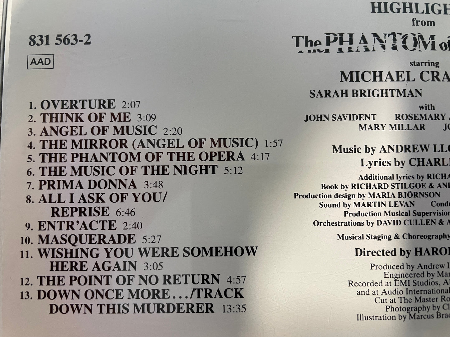 HIGHLIGHTS FROM "THE PHANTOM OF THE OPERA"-$3.99 +SHIPPING $5.00