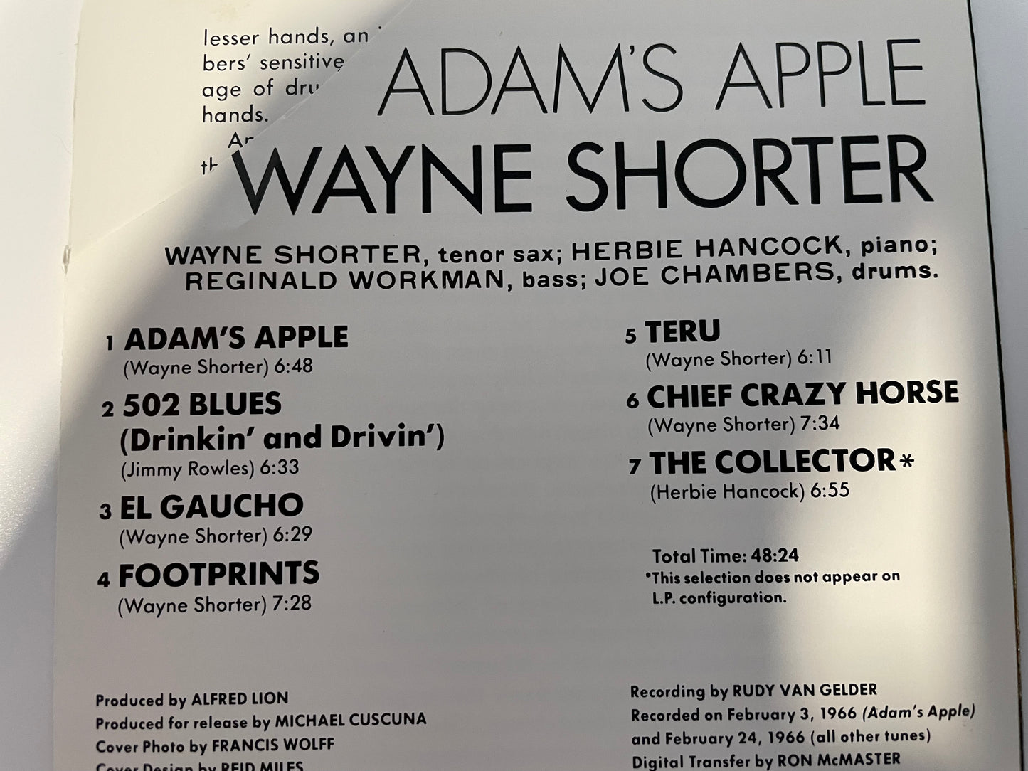 WAYNE SHORTER "ADAM'S APPLE"- $5.99 +SHIPPING $5.00