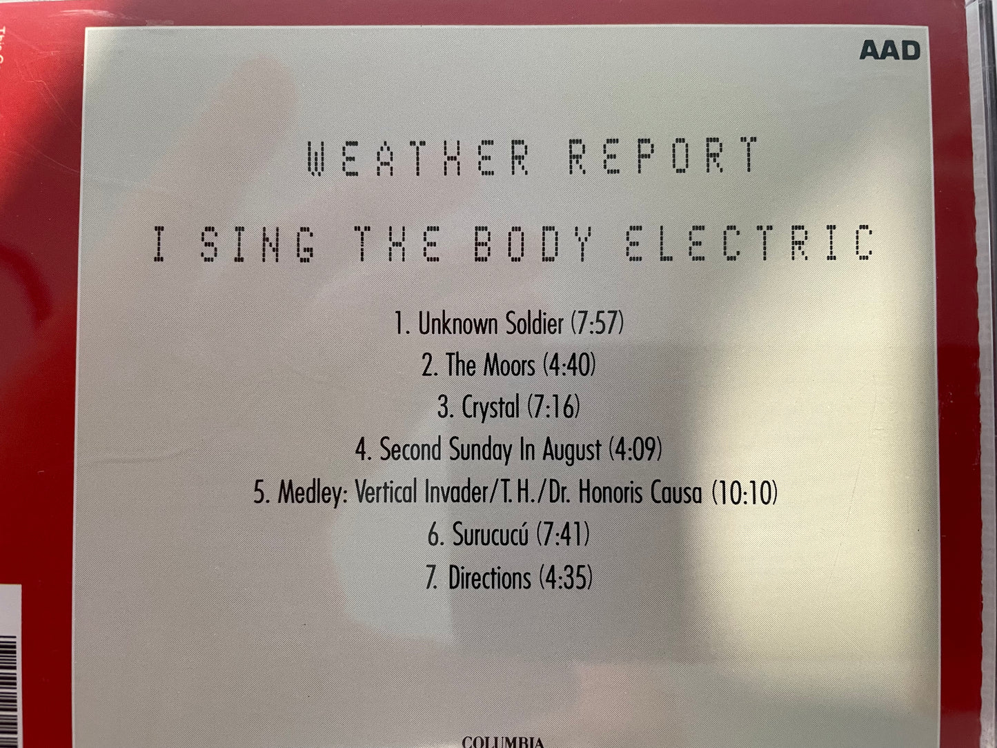 WEATHER REPORT "I SING THE BODY ELECTRIC"-$22.99 +SHIPPING $5.00