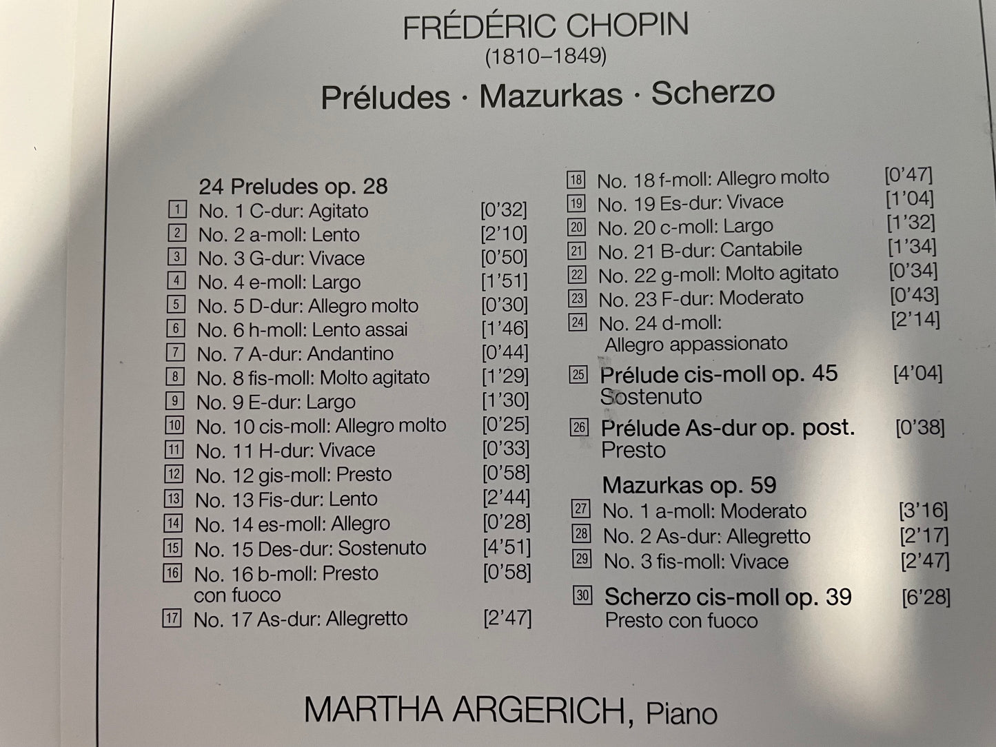 MARTHA ARGERICH CHOPIN -26 PRELUDES-$6.99 +SHIPPING$5.00