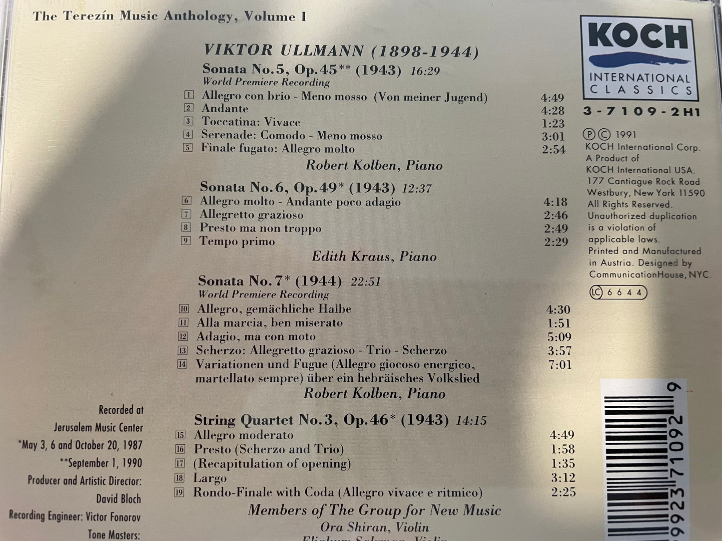 VICTOR ULLMAN "PIANO SONATAS NOS.5,6,7-$21.99 +SHIPPING $5.00