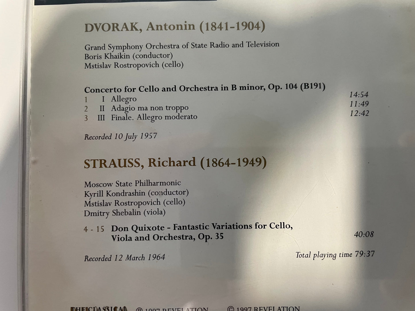 ROSTROPOVICH "DVORAK"/R. STRAUSS -$14.99 +SHIPPING $5.00