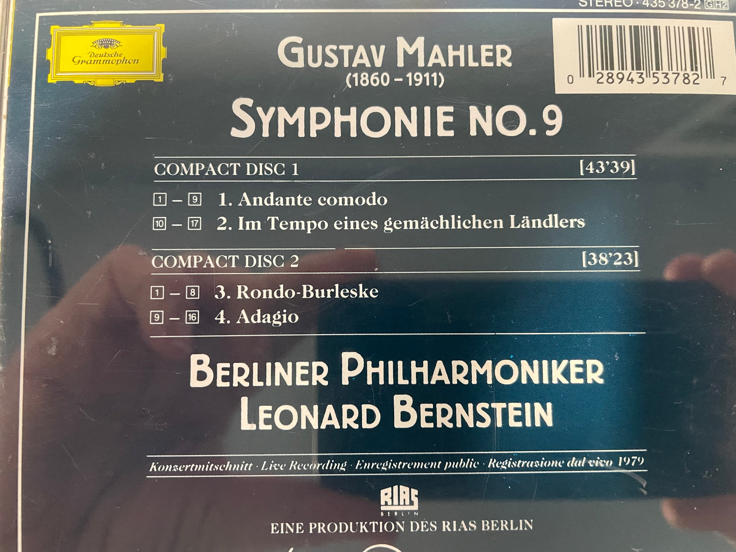 MAHLER.SYMPHONIE NO.9 BERLINER PHILHARMONIKER/LEONARD BERNSTEIN-2 CD's-$9.99 +SHIPPING$5.00