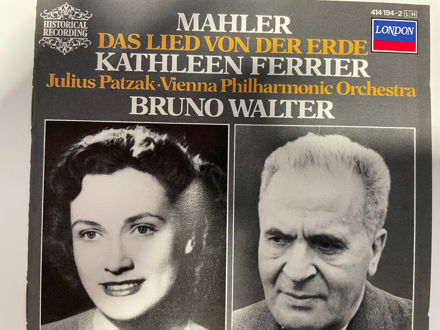 CATHLEEN FERRIER JULIUS PATZAK BRUNO WALTER "DAS LIED VON DER ERDE"-$6.99 +SHIPPING $5.00