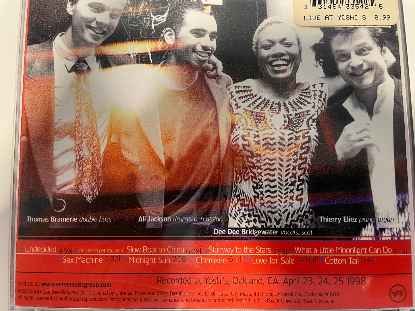 DEE DEE BRIDGEWATER "LIVE AT YOSHI'S-$5.99 +SHIPPING $5.00