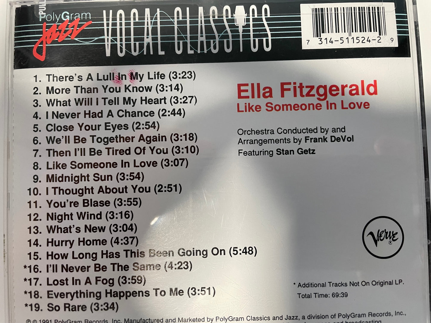 ELLA FITAGERALD "LIKE SOMEONE TO LOVE"-$11.99 +SHIPPING $5.00