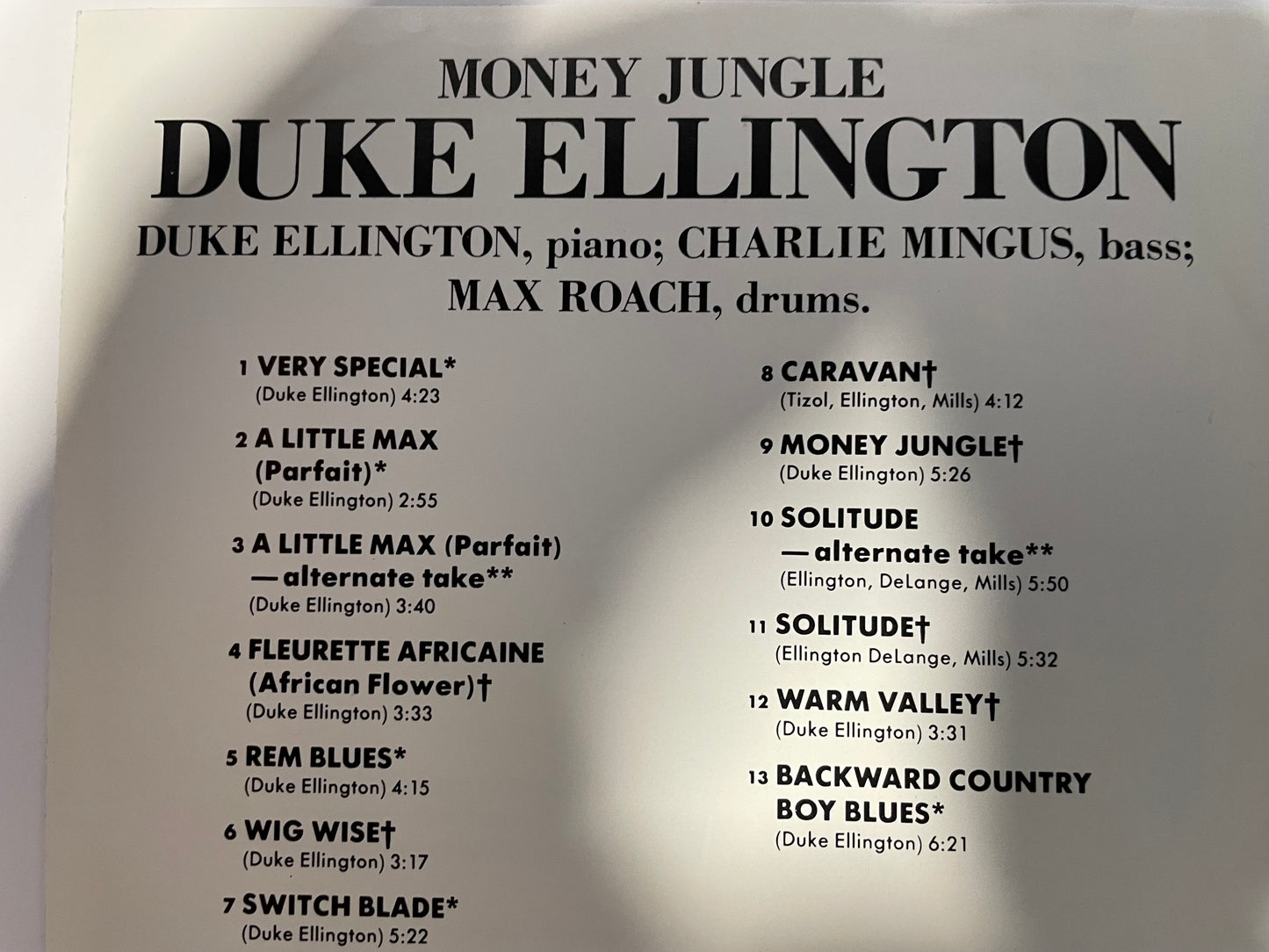 ELLINGTON/MINGUS/ROACH "MONEY JUNGLE"-$11.99 +SHIPPING $5.00