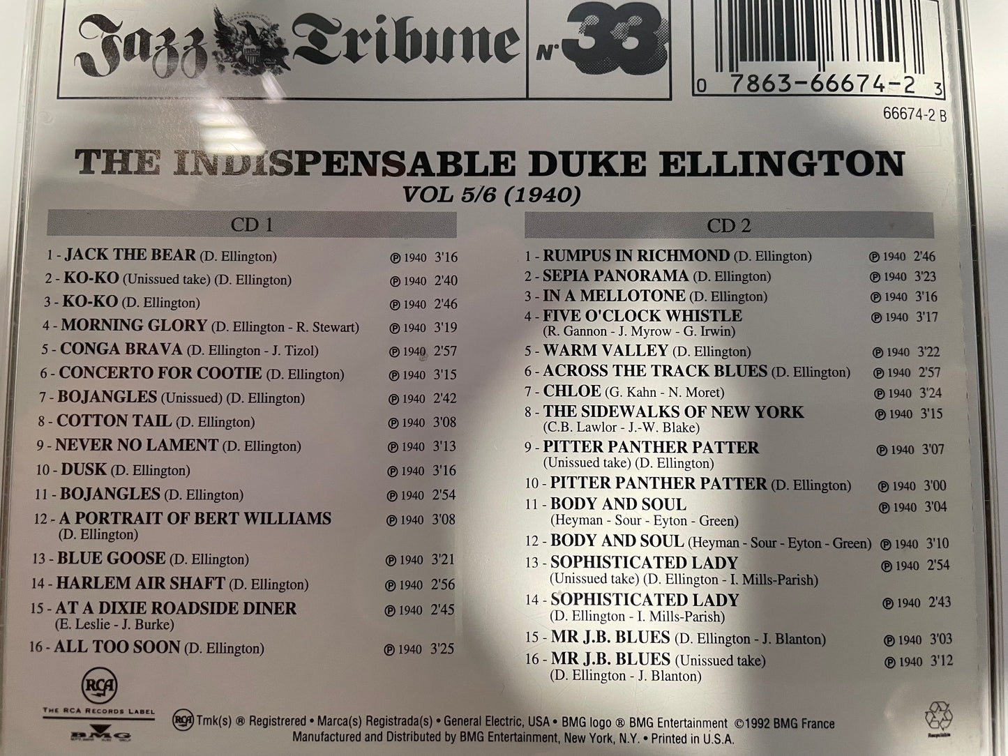 "THE INDISPENSABLE DUKE ELLINGTON"-2 CD's-$7.99 +SHIPPING $5.00