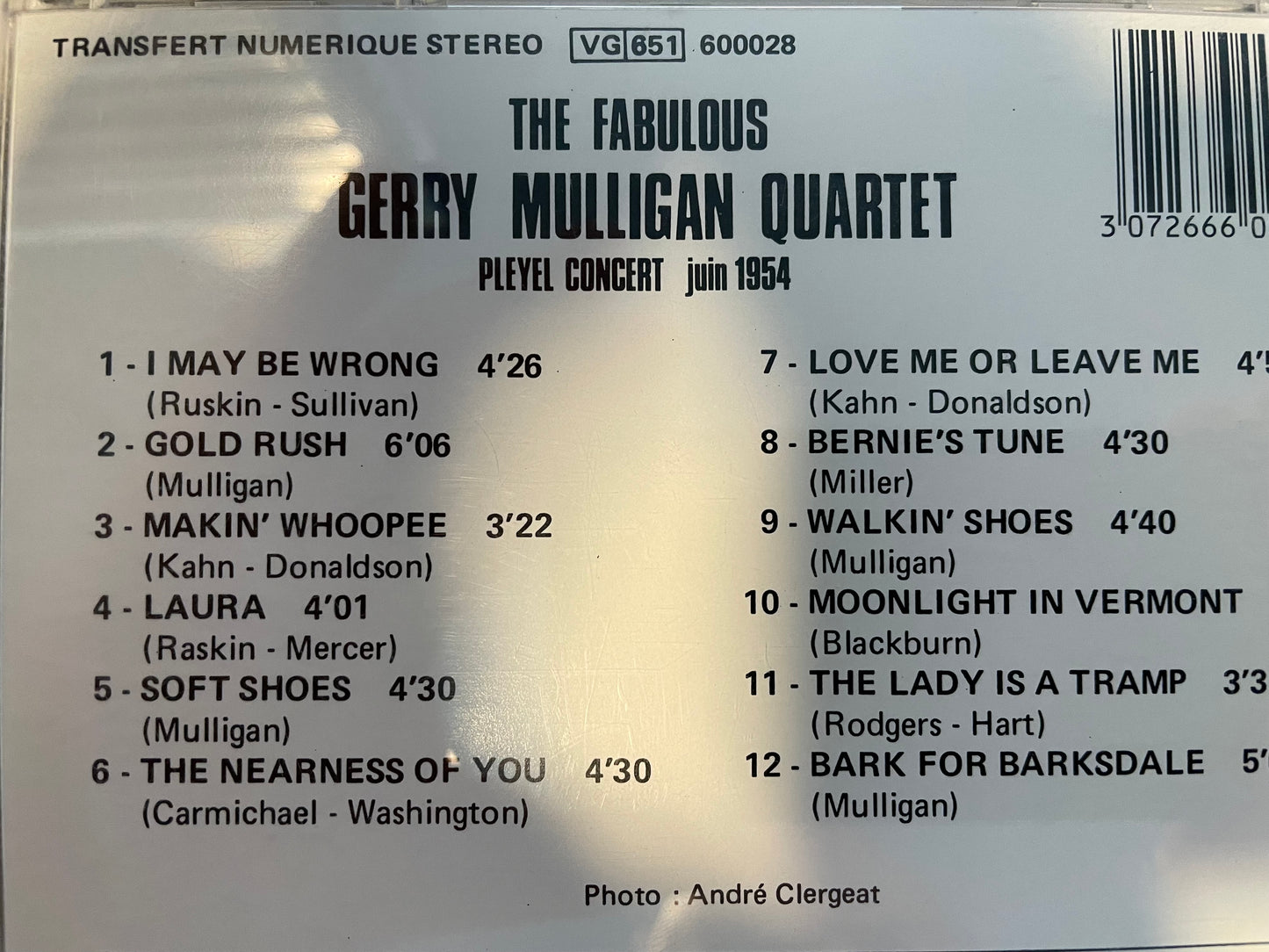 GERRY MULLIGAN ""PLEYEL CONCERT"-$4.99 +SHIPPING $5.00