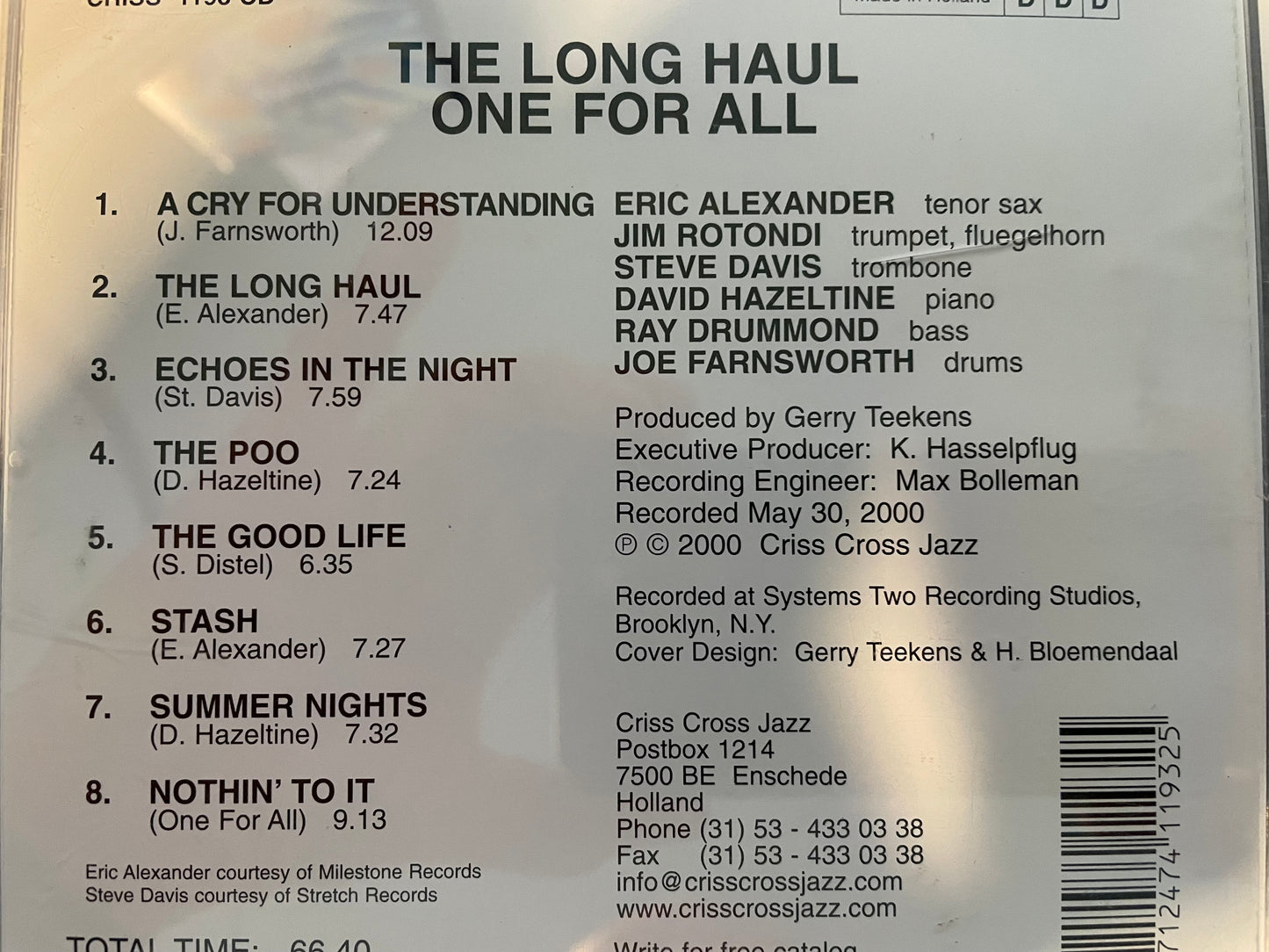 ERIC ALEXANDER "LONE 4 ALL THE LONG HAUL"-$13.99 +SHIPPING $5.00