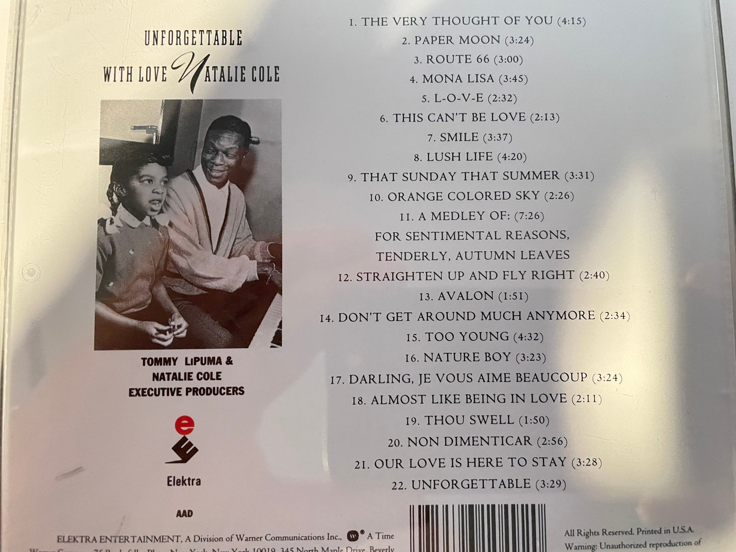 UNFORGETTABLE WITH LOVE -NATLIE COLE -$5.99 +SHIPPING $5,00