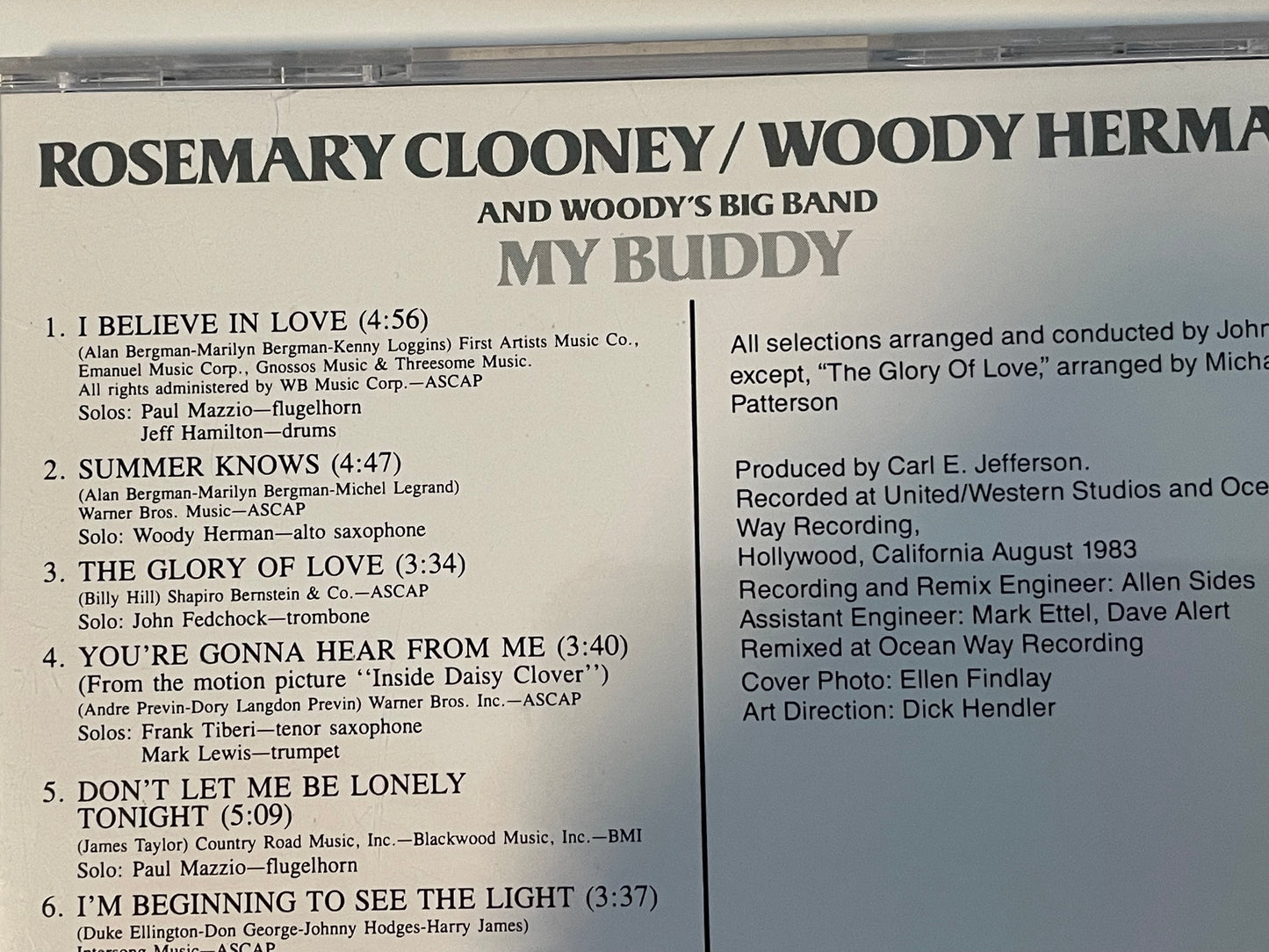 ROSEMARY CLOONEY/WOODY HERMAN "MY BUDDY"-$6.99 +SHIPPING $5.00