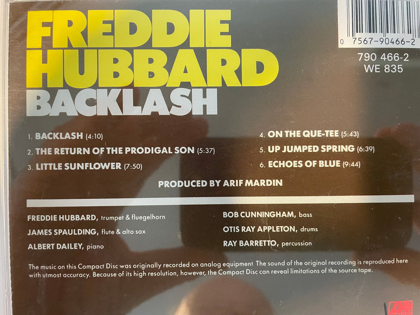 FREDDIE HUBBARDS "BACKLASH"-$9.99 +SHIPPING $6%00