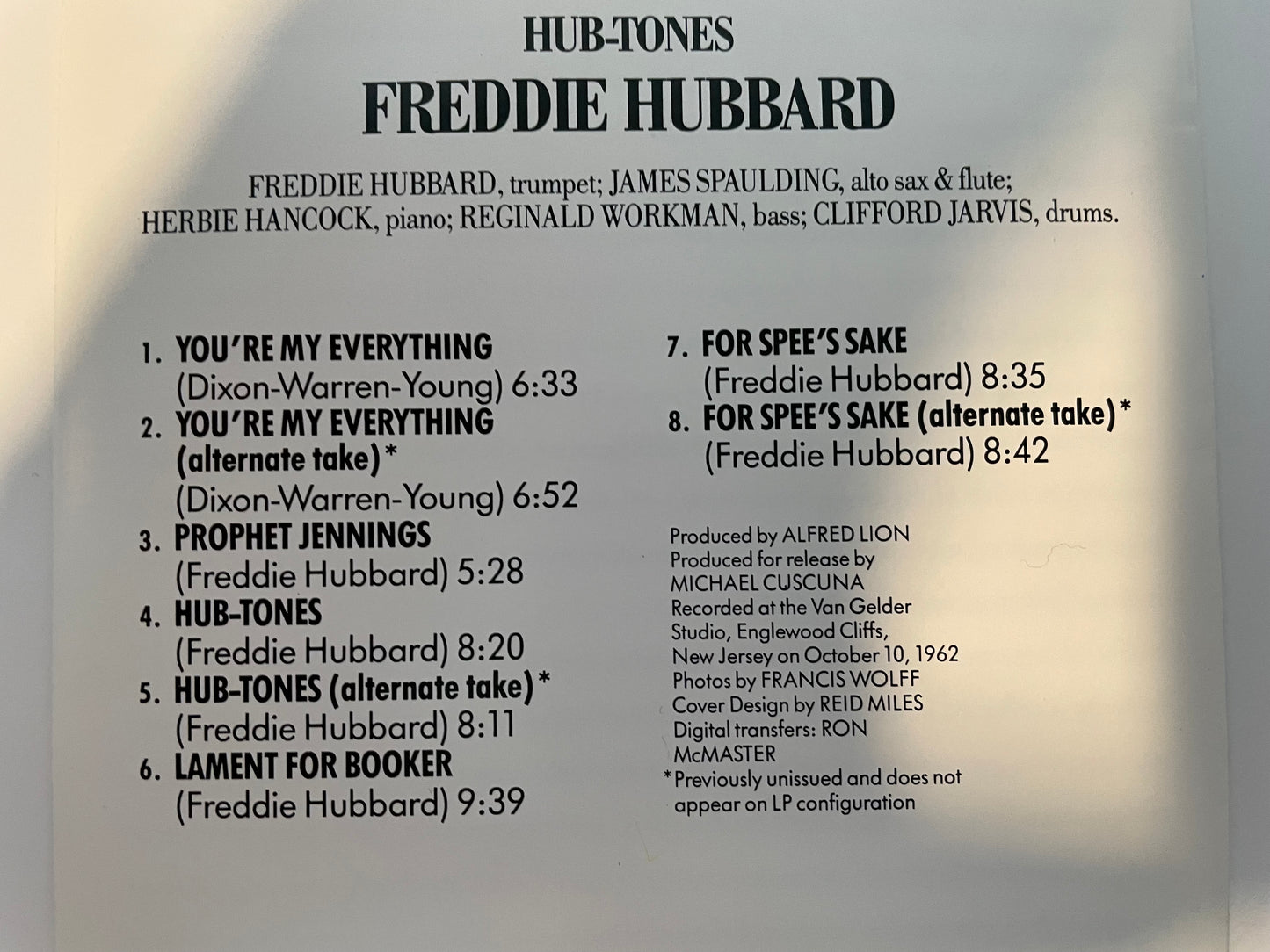 FREDDIE HUBBARD "HUB-TONES-$44.99 +SHIPPING $5.00