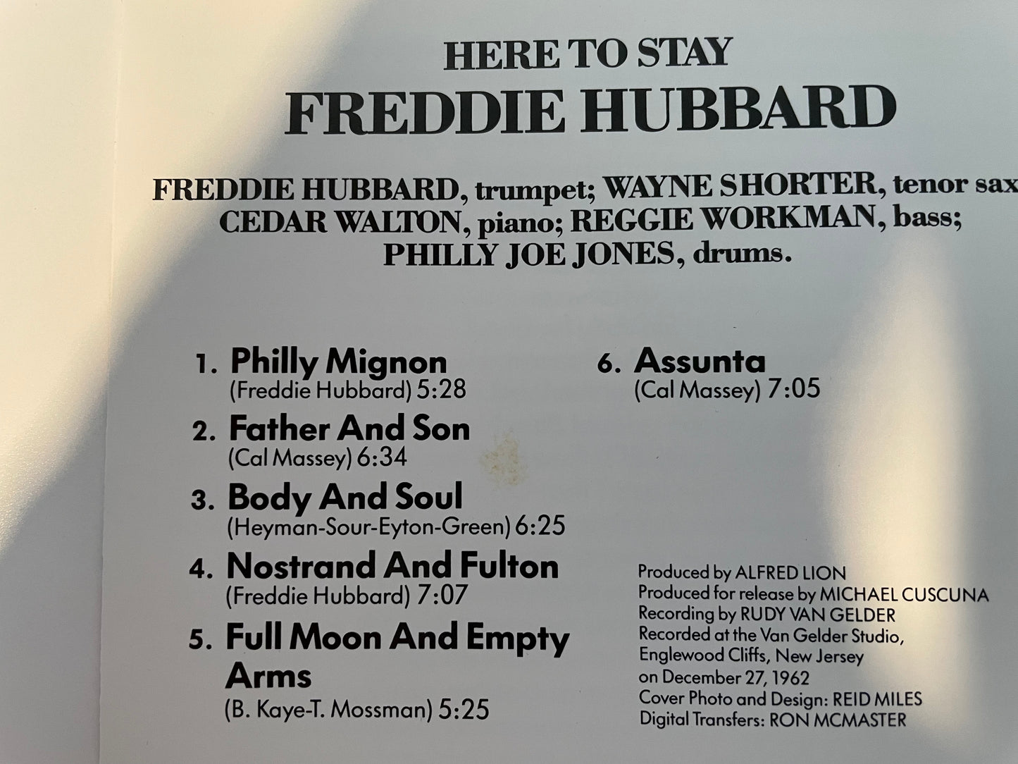 FREDDIE HUBBARD "HERE TO STAY"-$7.99 +SHIPPING $5.00