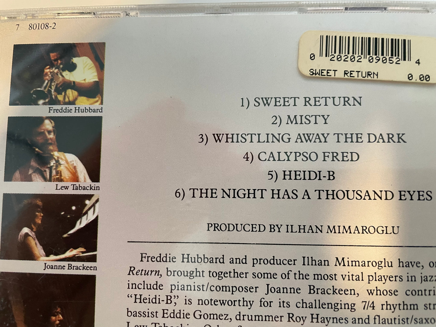 FREDDIE HUBBARD "SWEET RETURN"-$11.99 +SHIPPING $5.00