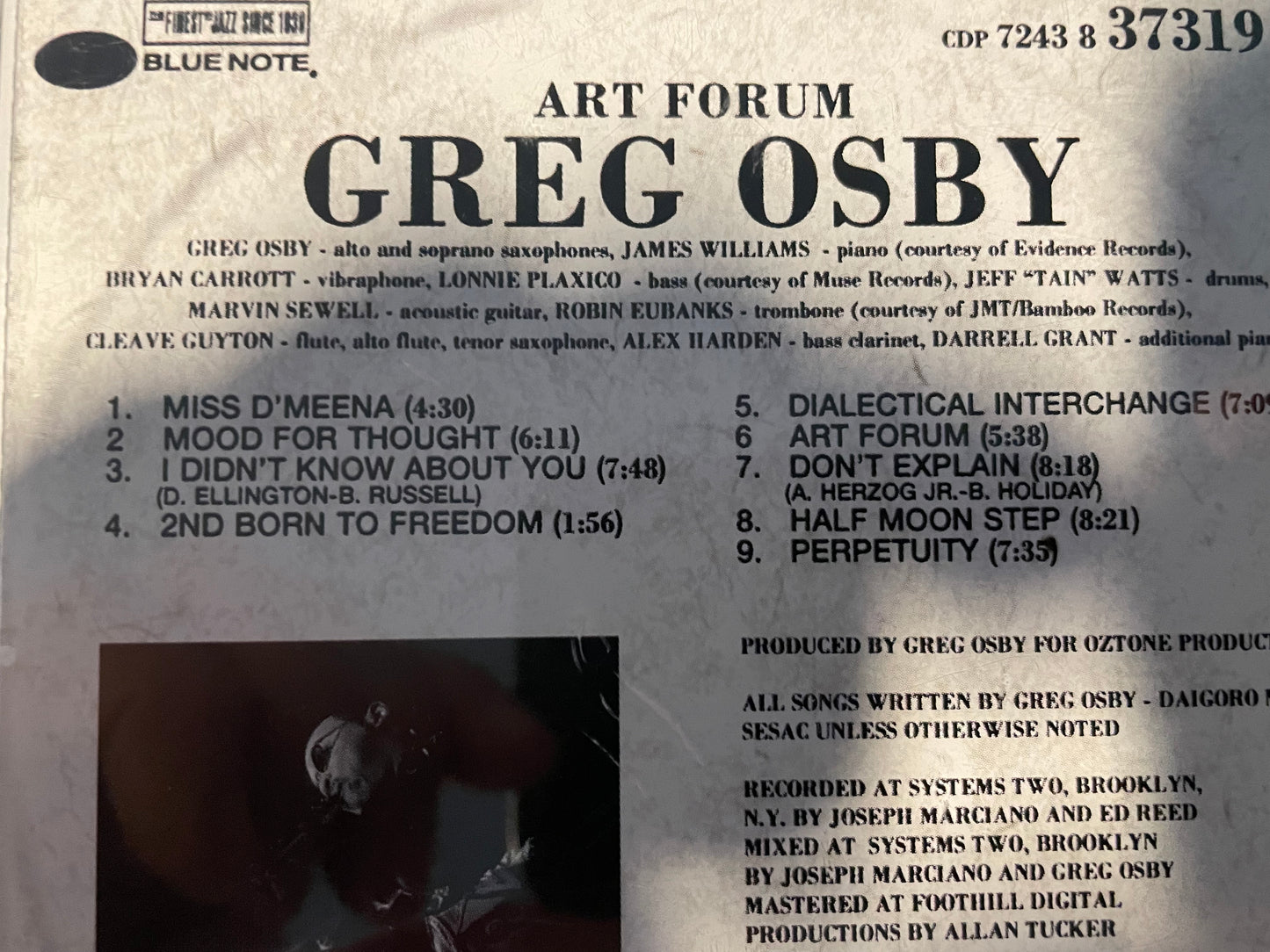 GREGG OSBY "ART FORUM"-$7.99 +SHIPPING $5.00