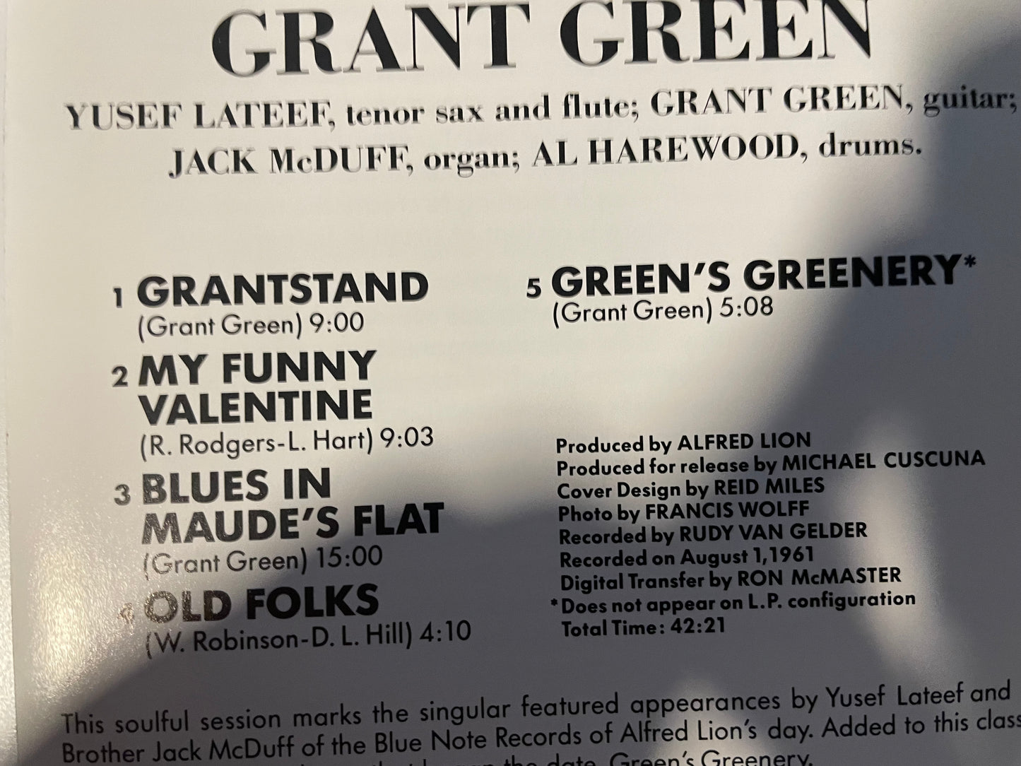 GRANT GREEN "GRANTSTAND"-$9.99 +SHIPPING $5.00