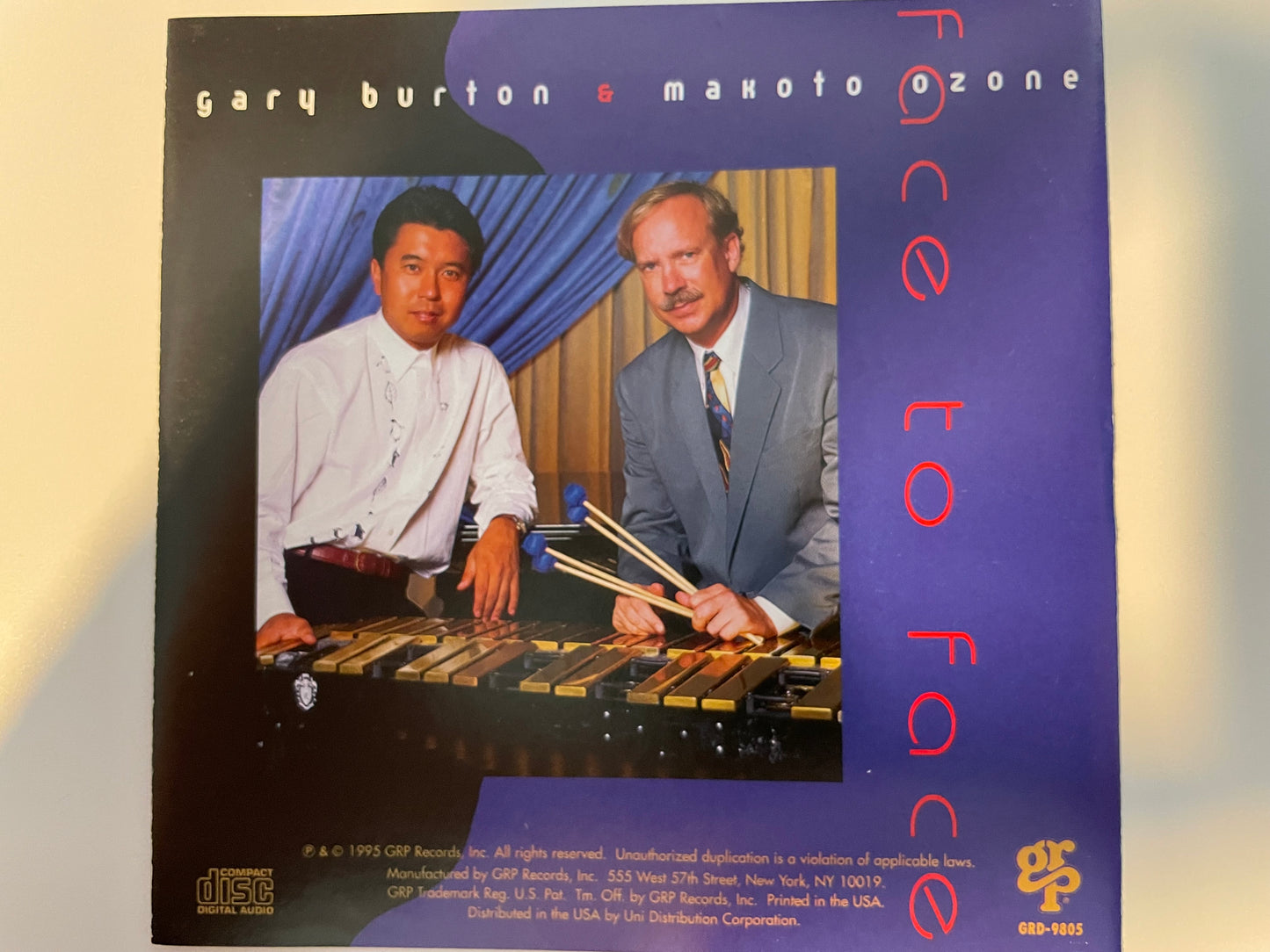 gary burton?makoto ozone "face to face"-$2.99 +shipping $5.00