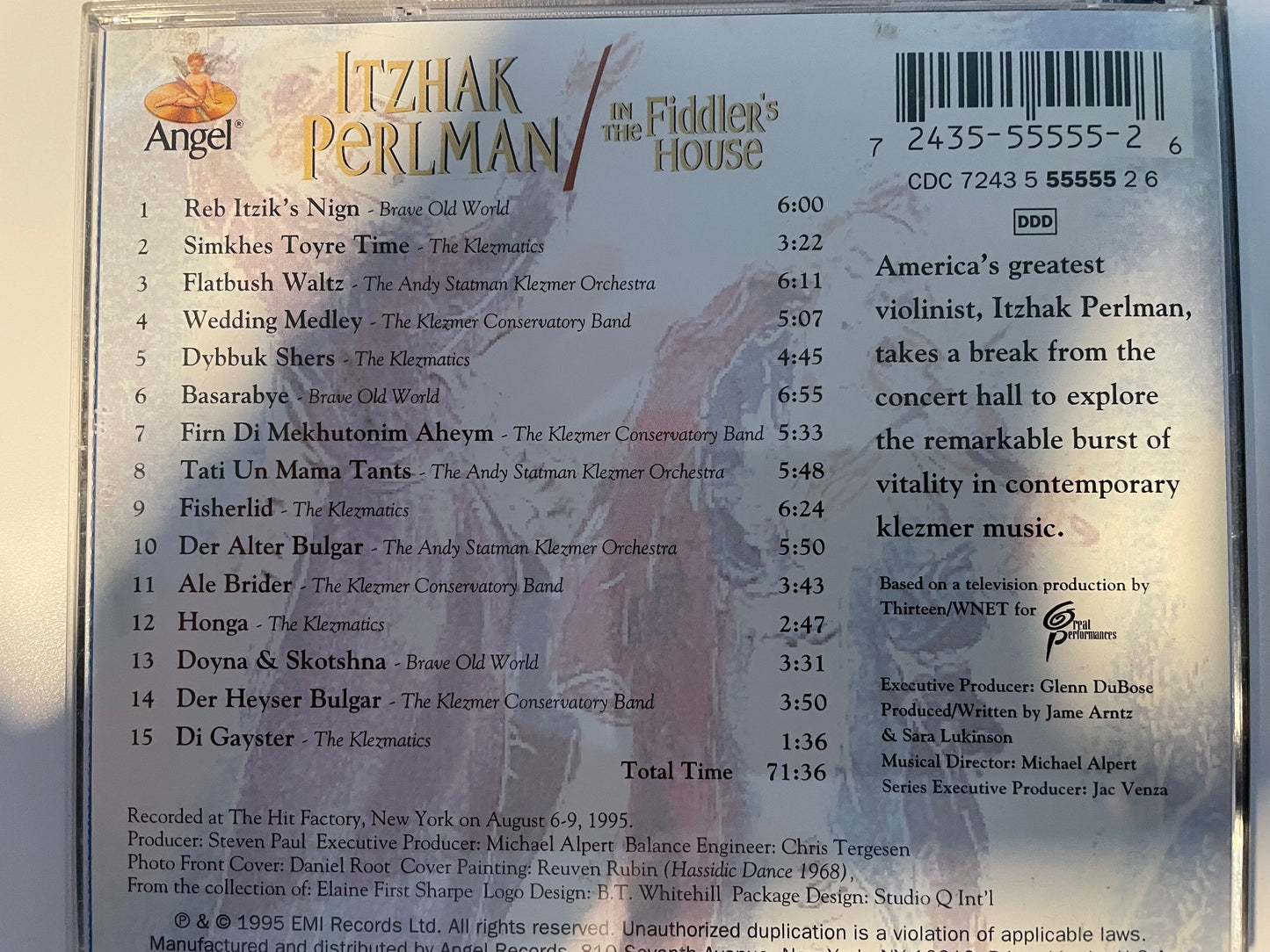 ITZHAK PERLMAN "FIDDLER IN THE HOUSE"- $8.99 +SHIPPING $5.00