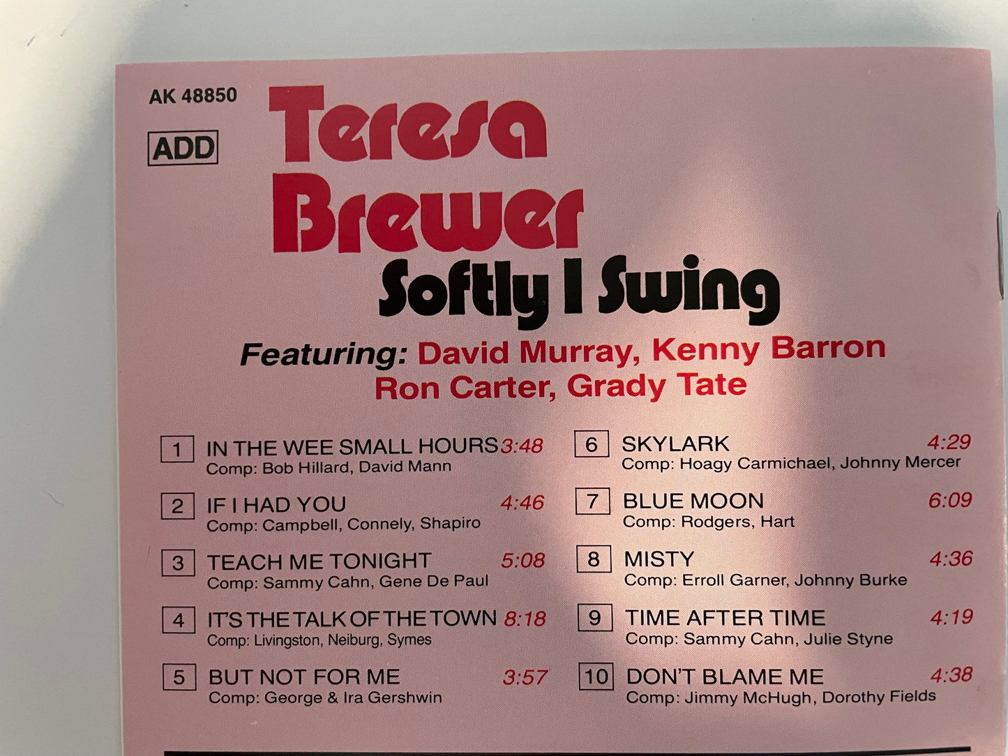 TERESA BREWER "SOFTLY I SWING"-$11.99 +SHIPPING $5.00