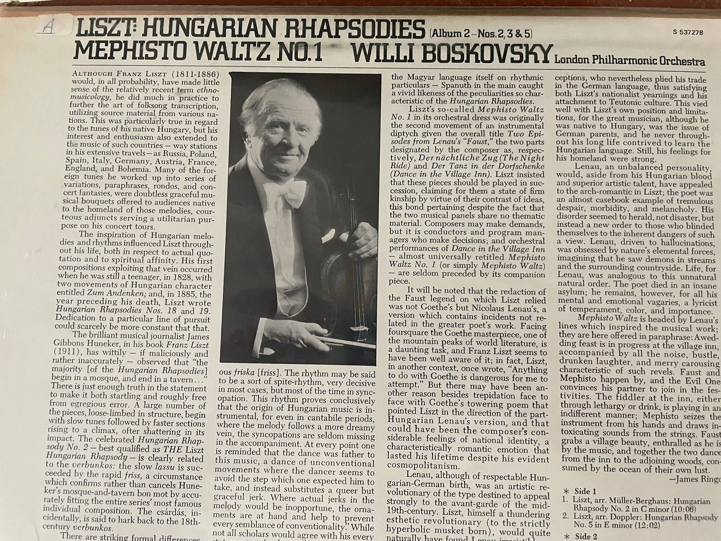 LISZT:HUNGARIAN RHAPSODIES -MEPHISTO WATZ NO.1-$59.99 +SHIPPING $5.00