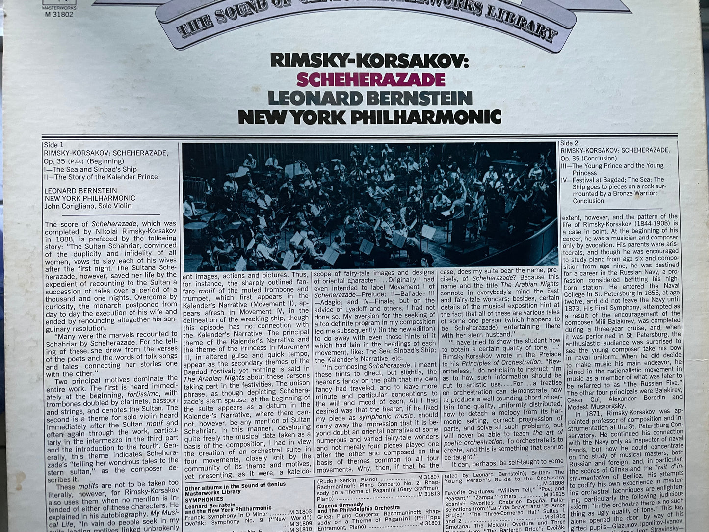 LEONARD BERNSTEIN-"RIMSKY-KORSAKOV-SCHEHERAZADE"-$7.99 +SHIPPING $5.00