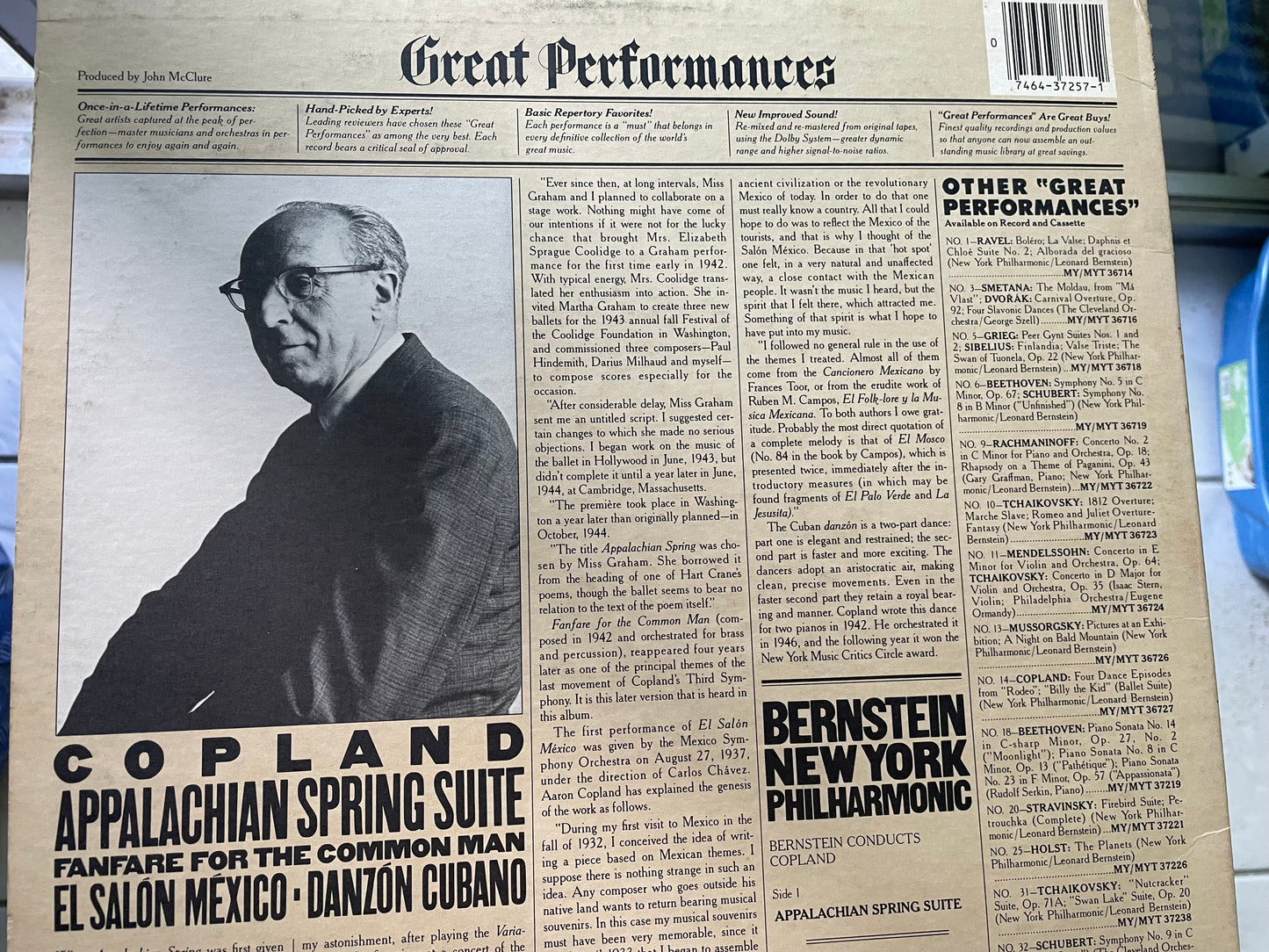 BERNSTEIN/NY PHILHARMONIC-"COPLAND APPALACHIAN SPRING SUITE"-8.99 +SHIPPING $5.00