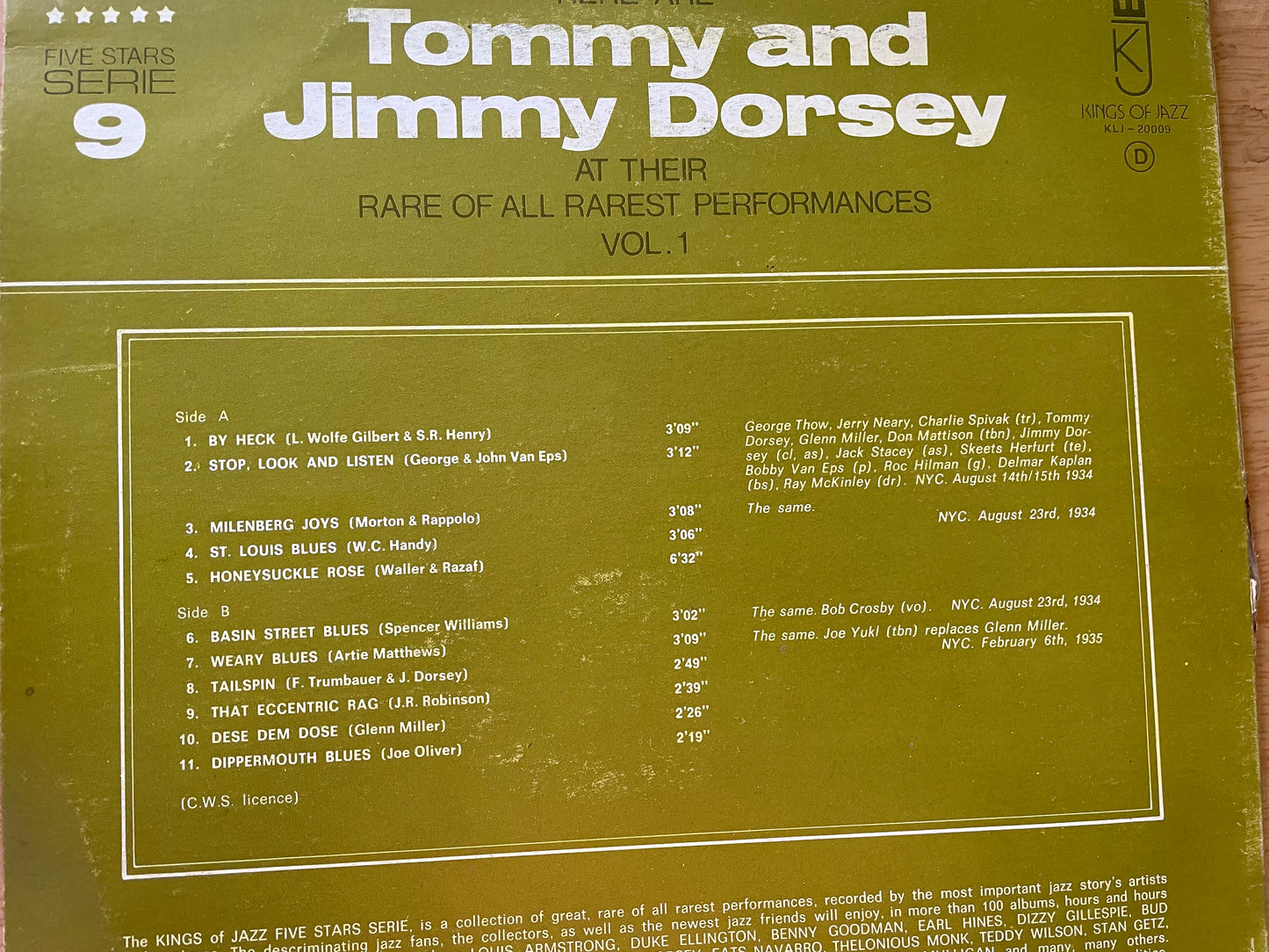 "TOMMY AND JIMMY DORSEY"-$9.99 +SHIPPING $5.00