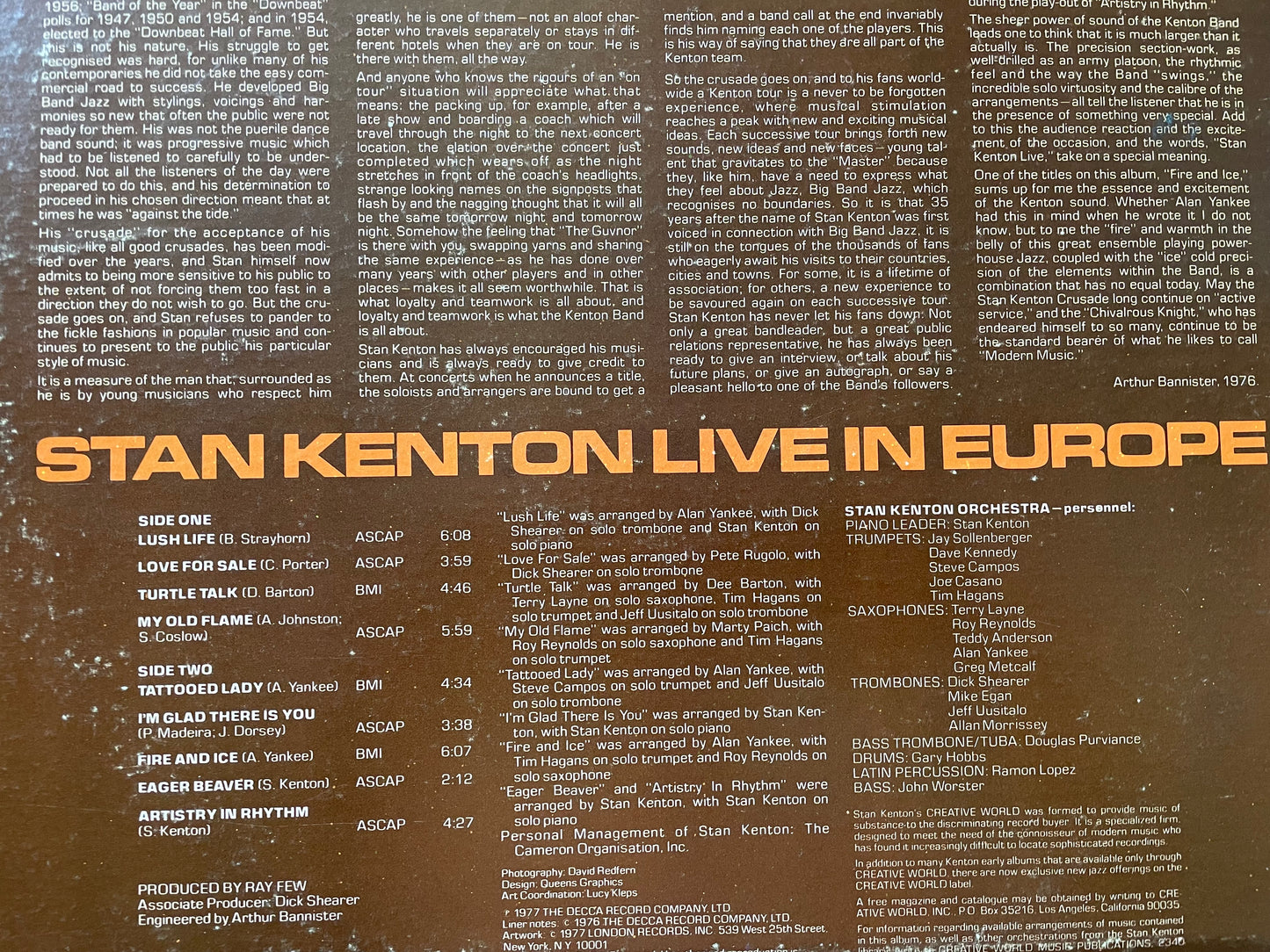 STAN KENTON "LIVE IN EUROPE"-$4.99 +SHIPPING $5.00