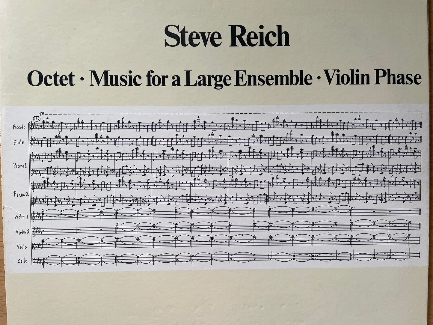 STEVE REICH OCTET-"MUSIC FOR A LARGE ENSEMBLE"-$79.99 +SHIPPING $5.00