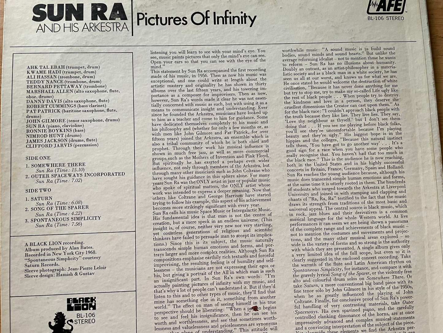 SUN RA "PICTURES OF INFINITY"-$29.99 +SHIPPING $5.00