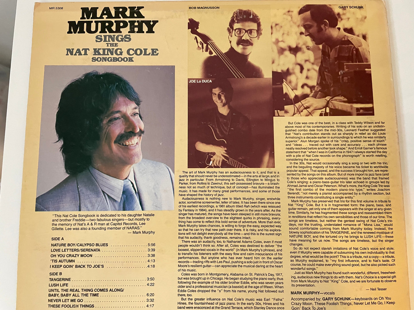 MARK MURPHY "SINGS THE NAT KING COLE SONGBOOK VOL.1-$14.99 +SHIPPING $5.00