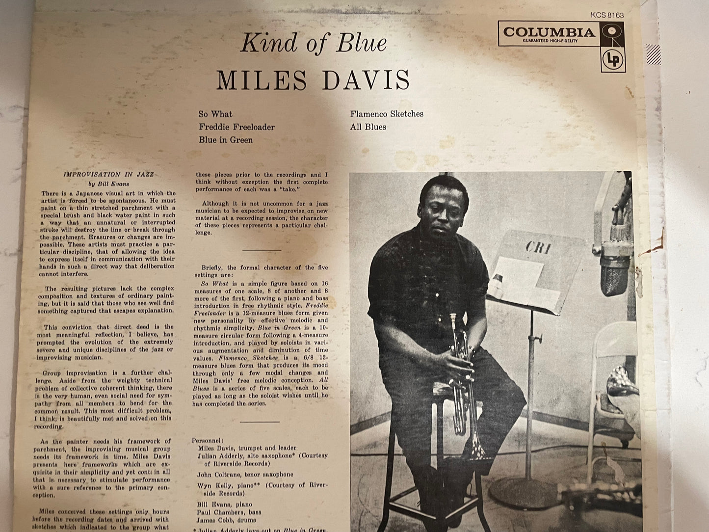 MILES DAVIS "KIND OF BLUE"-$29.99 +SHIPPING $5.00