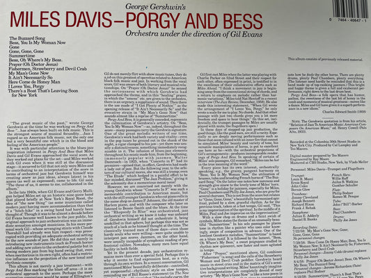 MILES DAVIS-"PORGY AND BESS"-$20.99 +SHIPPING $5.00