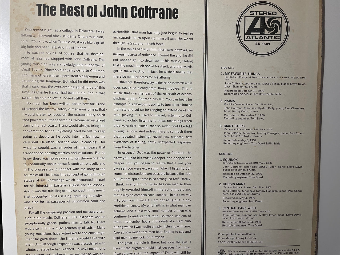 "THE BEST OF JOHN COLTRANE"-$7.99 +SHIPPING $5.00