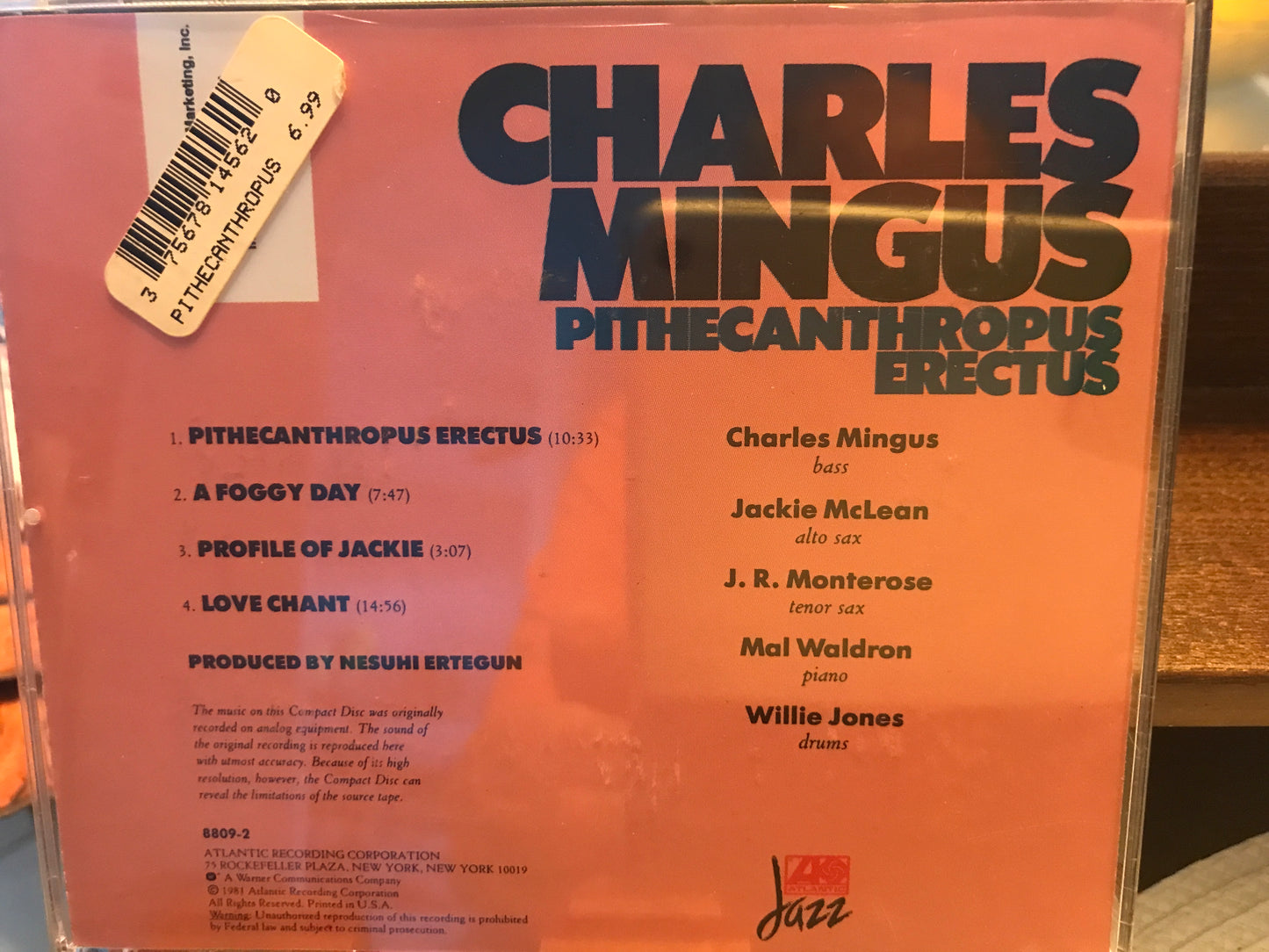 Charles Mingus “Pithecanthropus Erectus”-$7.99 + .Shipping $5.00