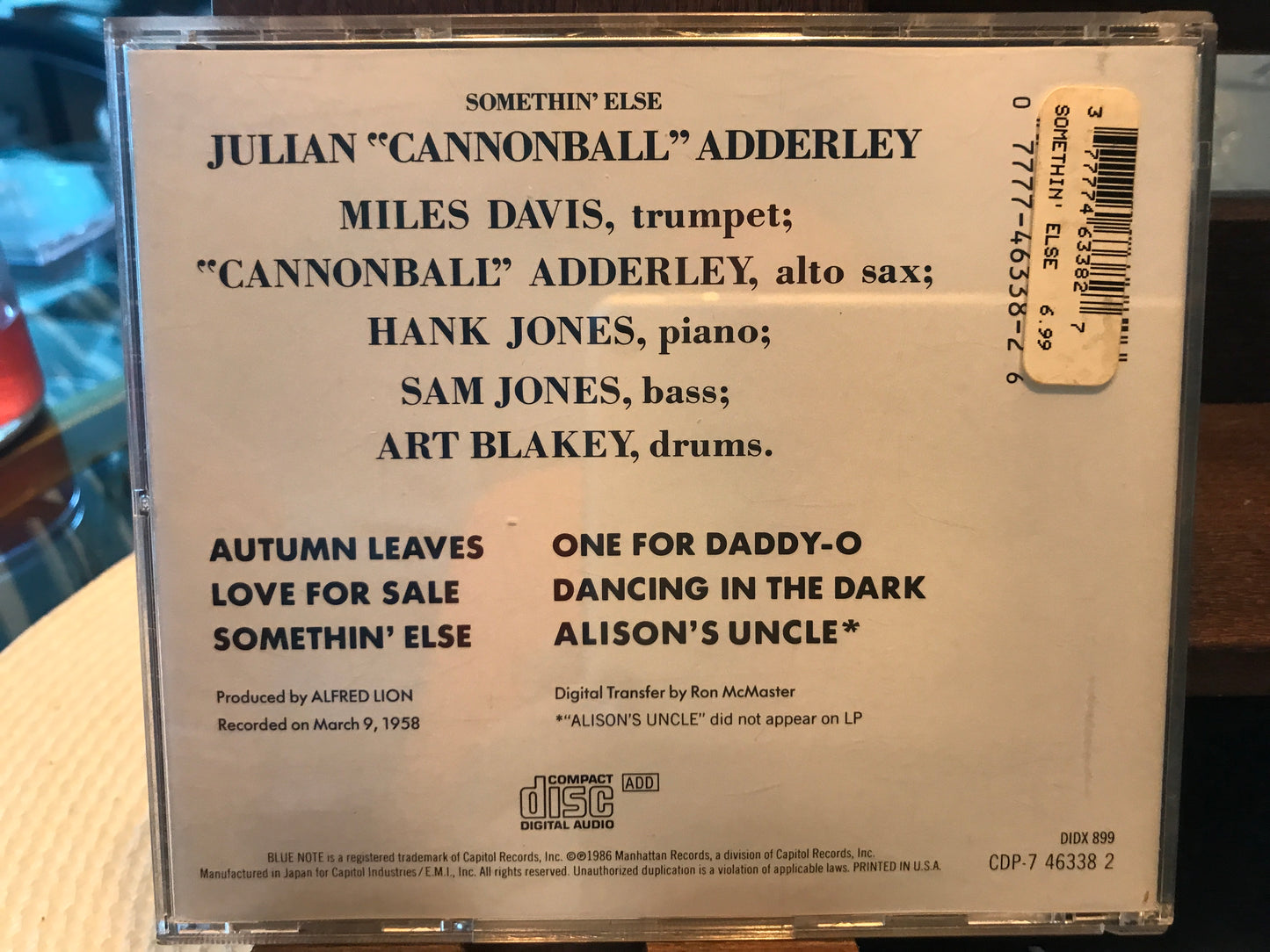 Cannonball Adderley-“Something Else”- $9.99 +Shipping $5.00