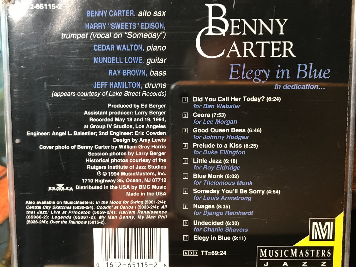 Benny Carter-“Elegy in Blue”-$44.99 +Shipping $5.00