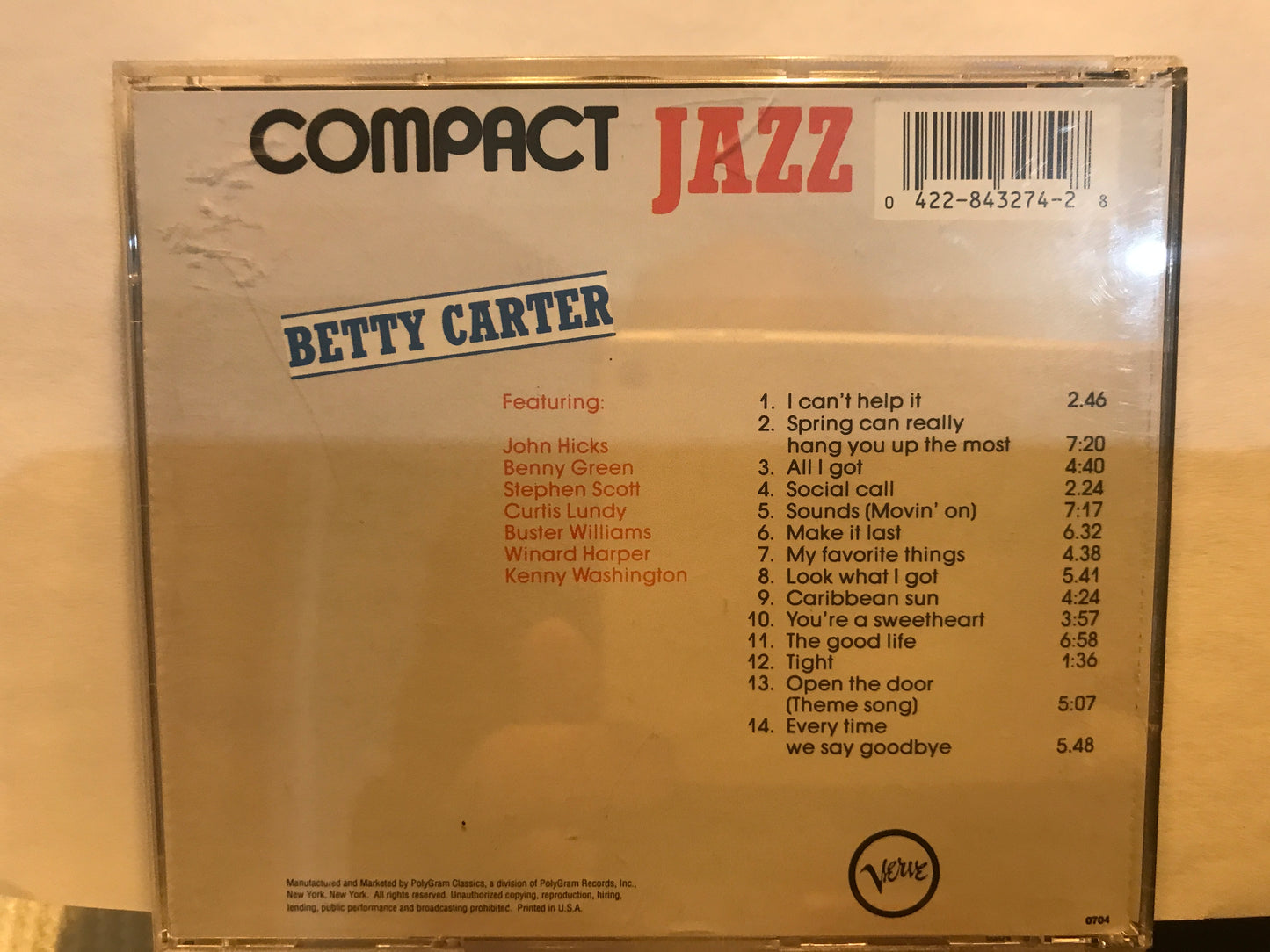 Betty Carter-“Compact Jazz”- $10.99 + $5.00 Shipping