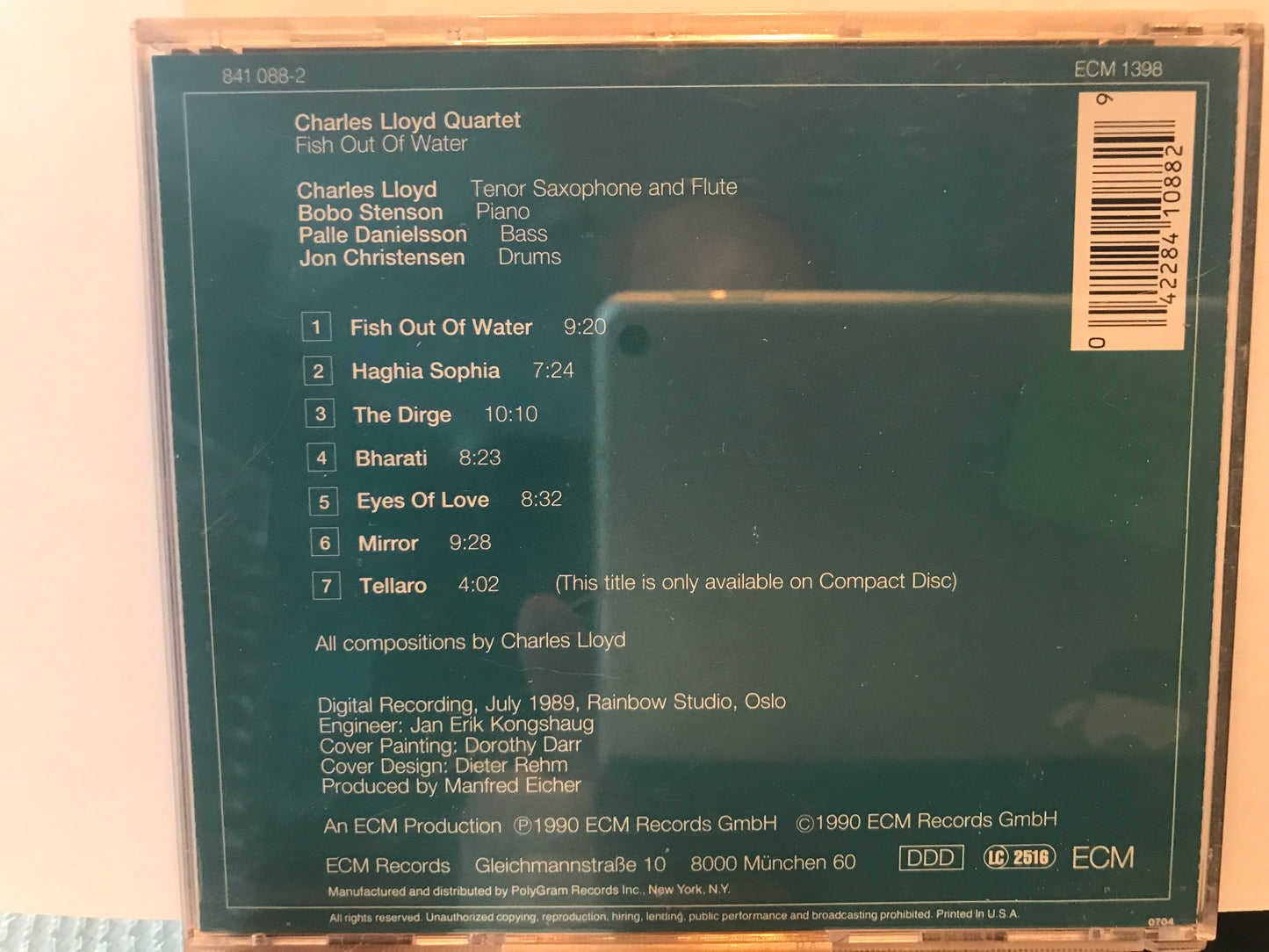 CHARLES LLOYD- “FISH OUT OF WATER”-$7.99 + SHIPPINR $5.OO